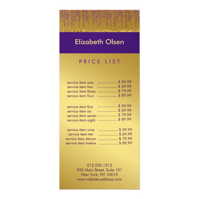 Holografische Signatur-Script Moderner Gold-Glitze Werbekarte (Vorne)