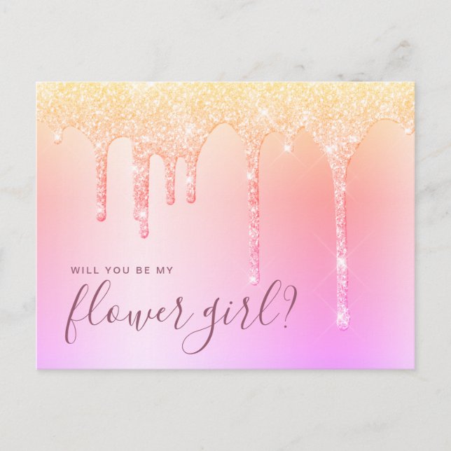 Holografische Tropfen werden meine Blume sein Einladungspostkarte (Vorderseite)