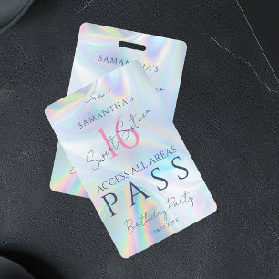 Holografische VIP-Zugangskarte zur 16. Geburtstags Ausweis