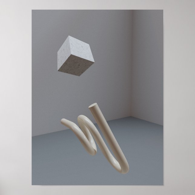 Holografischer 80er Moderne Futuristische Kunst Poster (Vorne)