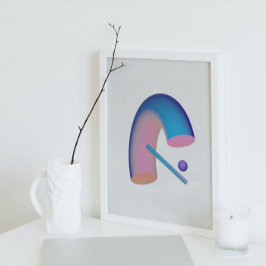 Holografischer 80er Moderne Futuristische Kunst Poster