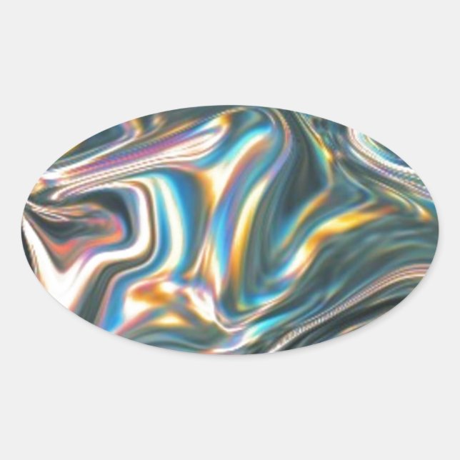 Holografischer Chrome Ovaler Aufkleber (Vorderseite)