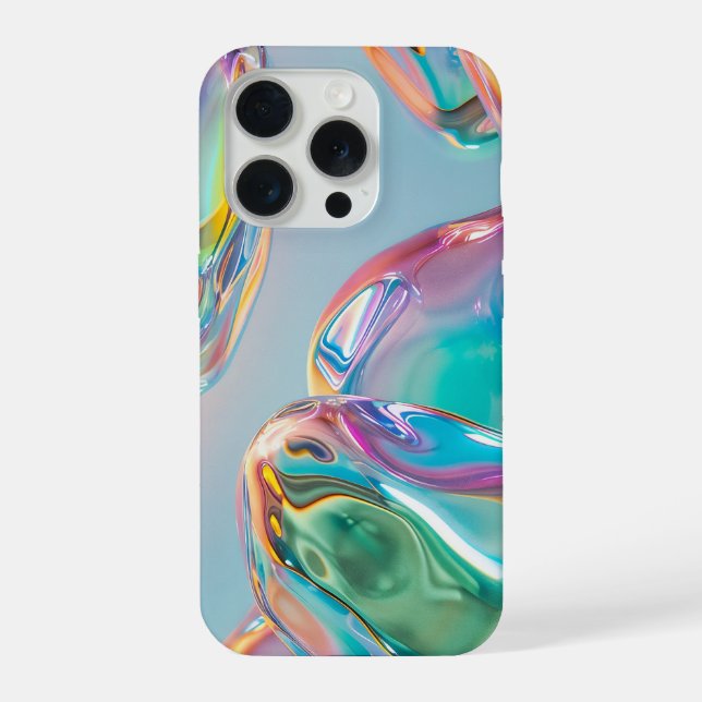Holografischer Flüssigmetall-Verlaufs-Aura-Ästheti iPhone Hülle (Rückseite)