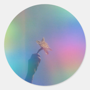 Holografischer Foil farbenfroh lebendes UnicornLiq Runder Aufkleber