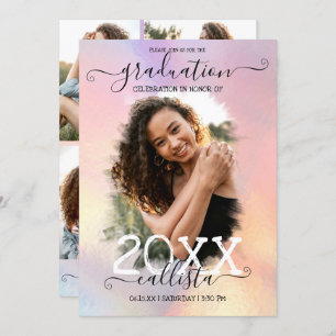 Holografischer Foil Halo Foto Collage Abschluss Einladung