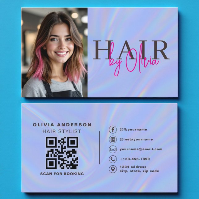 Holografischer Friseur-Foto-QR-Code  Visitenkarte (Von Creator hochgeladen)