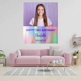 Holografischer Geburtstagsempfang für kundenspezif Wandteppich