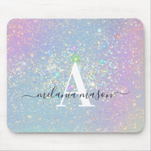 Holografischer Glam Glitzer Elegante Glitzern Mono Mousepad