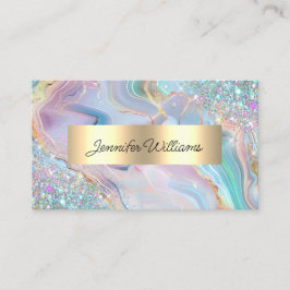 Holografischer Glitter Goldfolie Lila Marmor Achat Visitenkarte