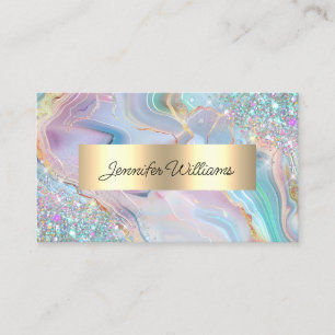 Holografischer Glitter Goldfolie Lila Marmor Achat Visitenkarte
