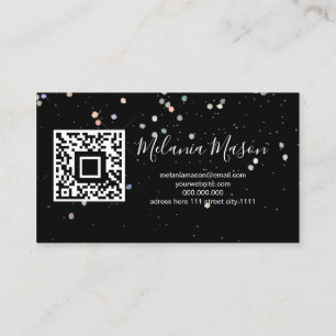 Holografischer Glitter-Make-up-Artist-QR-Code Schw Visitenkarte
