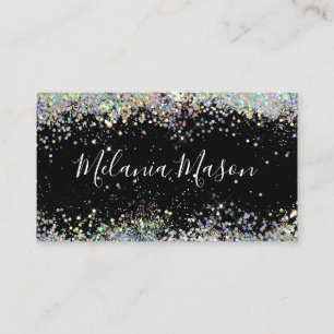 Holografischer Glitter-Make-up-Artist QR-Code Schw Visitenkarte