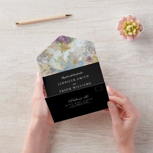 Holografischer Glitter Moderne Elegante Wasserfarb All In One Einladung