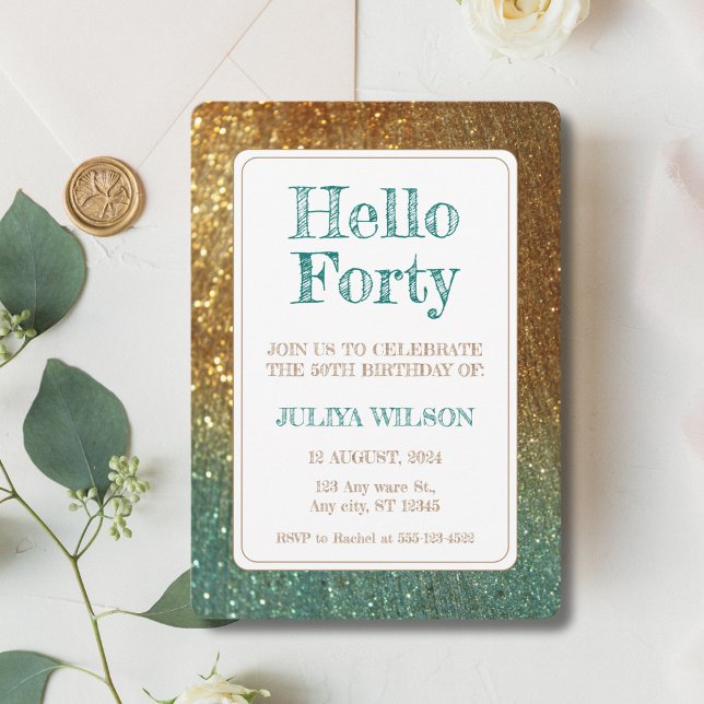 Holografischer Glitzer 40. Party Einladung (Von Creator hochgeladen)