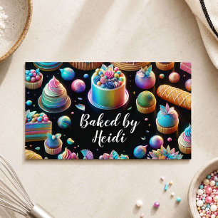 Holografischer Glitzer Kuchen und Süßigkeiten Bäck Visitenkarte