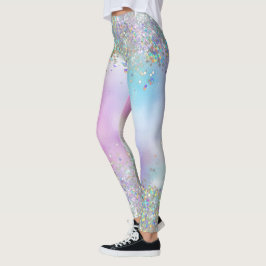 Holografischer Glitzer Rainbow Pastels Leggings