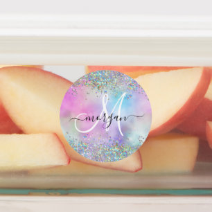 Holografischer Glitzer Rainbow Pastors Monogram Etiketten