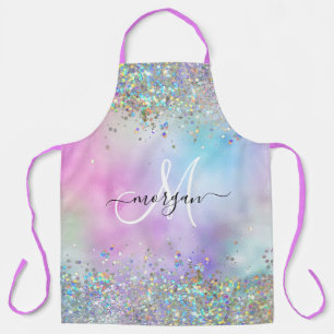 Holografischer Glitzer Rainbow Pastors Monogram Schürze