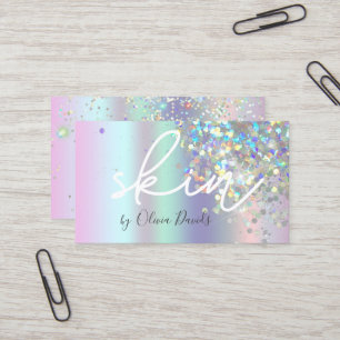 Holografischer Glitzer Skincare Salon Visitenkarte