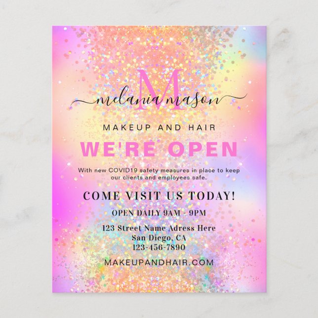 Holografischer Glitzer Wir sind Open Salon Modern  Flyer (Vorne)