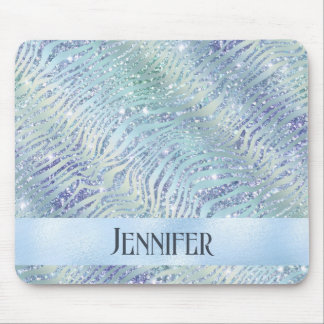 Holografischer Glitzer zebra print Mousepad