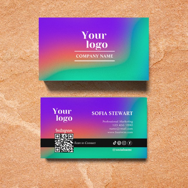 Holografischer Gradient Scan verbindet moderne, fe Visitenkarte (Instagram Qr Code Holographic Gradient Social Medi Business Card)