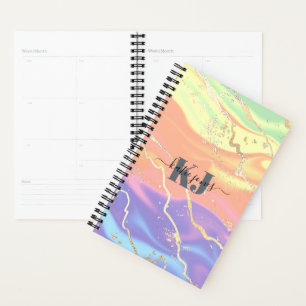 Holografischer Iridescent Opal Gemstone Monogram Planer
