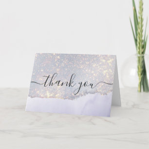 Holografischer lila Glitter Luxus Glam Danke Karte