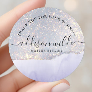 Holografischer Lila-Glitter-Luxus-Glam-Danke Runder Aufkleber