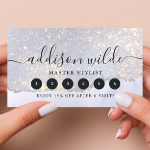 Holografischer Lila Glitter Luxus Glam Irisierend Treuekarte