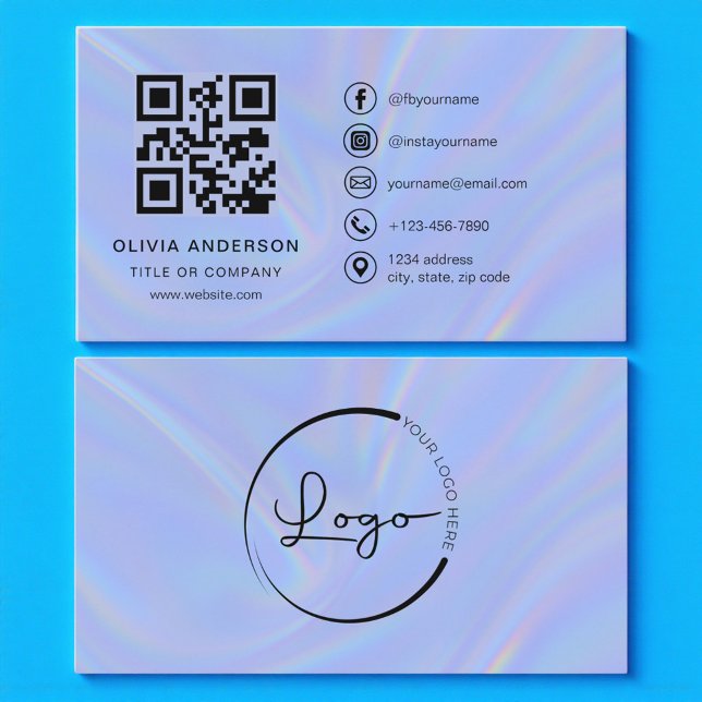 Holografischer minimalistischer QR-Code Visitenkarte (Von Creator hochgeladen)