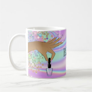 holografischer Nagelsalon Handnägel-Technikerin Kaffeetasse