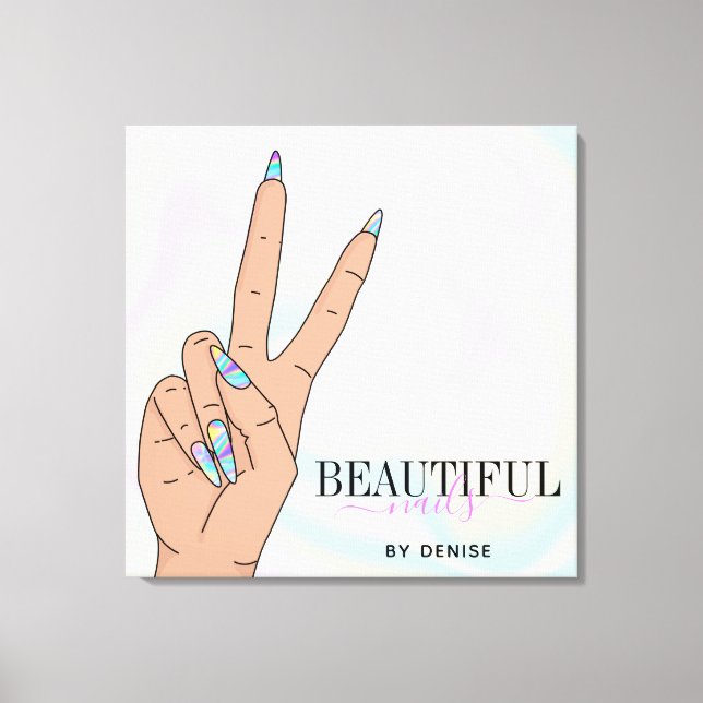 holografischer Nagelsalon Handnägel-Technikerin Leinwanddruck (Vorderseite)