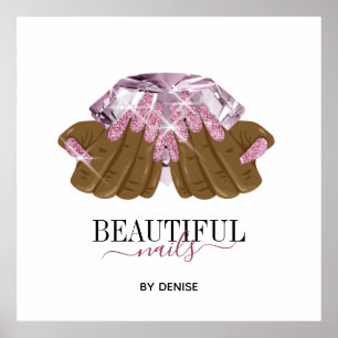 holografischer Nagelsalon Handnägel-Technikerin Poster