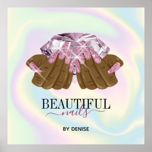 holografischer Nagelsalon Handnägel-Technikerin Poster