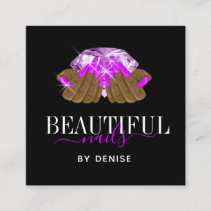 holografischer Nagelsalon Handnägel-Technikerin Quadratische Visitenkarte