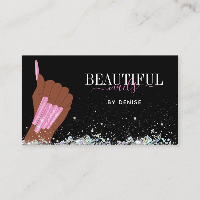 holografischer Nagelsalon Handnägel-Technikerin Visitenkarte (Vorderseite)