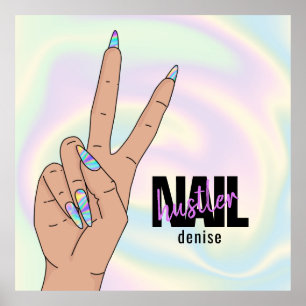 holografischer Nagelsalon Handnagelschnecke Poster