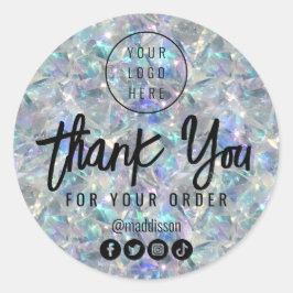 Holografischer Opal Stone Hintergrund Runder Aufkleber