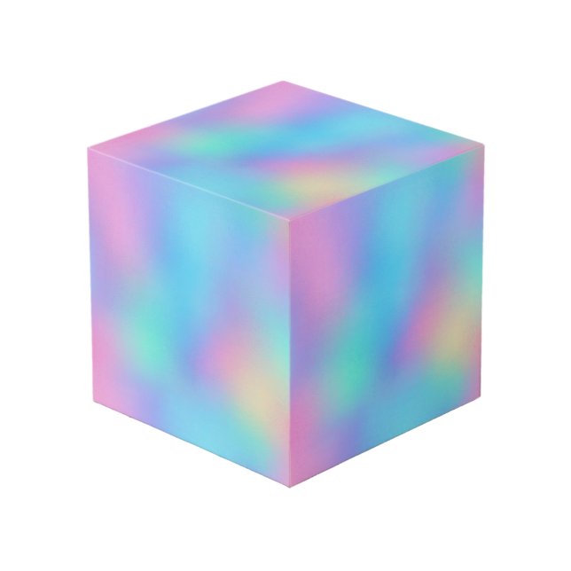 Holografischer Pastelltraum Würfel (Vorderseite Schrägansicht)