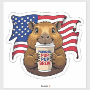 Holografischer Patriotischer Capybara-Aufkleber Aufkleber