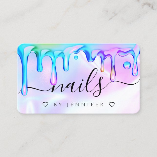 Holografischer polnischer Tropfen Nails QR-Code Telefonnummerkarte (Vorderseite)