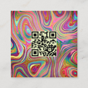 Holografischer Rainbow Green Pink QR Code Östhetik Quadratische Visitenkarte