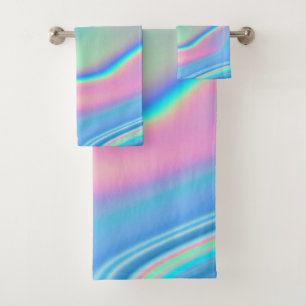 Holografischer Regenbogen Abstrakt Badhandtuch Set