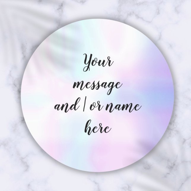 Holografischer Regenbogen Gradient Personalisiert Runder Aufkleber (Holographic Rainbow Gradient Personalized Classic Round Sticker)
