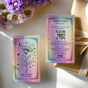 Holografischer Regenbogen Himmels-Tarot-Blumenhänd Visitenkarte