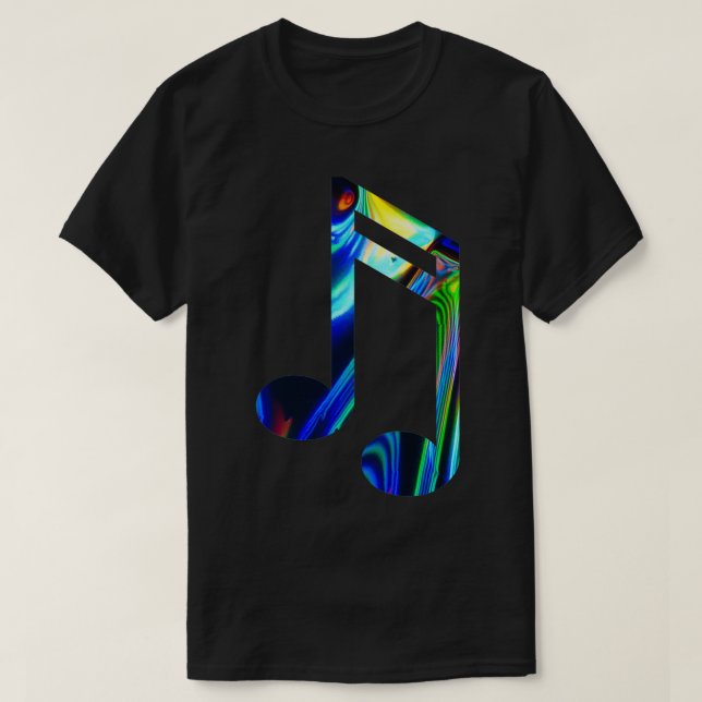 Holografischer Regenbogen Musiknote Holo Hinweis W T-Shirt (Design vorne)