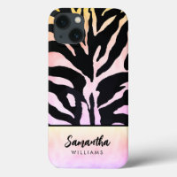 Holografischer Regenbogen Zebra Print Personalisie