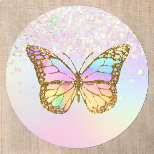 Holografischer Schmetterling von Imitaten Runder Aufkleber