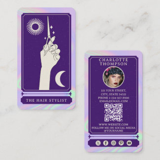 Holografischer Stern-Tarot-Friseur Visitenkarte